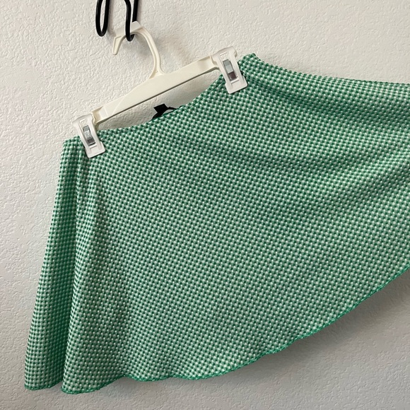 Green Checkered Women's Mini Skirt With Built-in Shorts - Picture 6 of 6